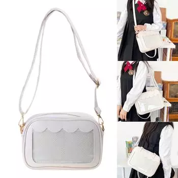 Ita Bag Clear Window Pin Display Bag Cute Crossbody Handbag for Women and Girls Japanese Shoulder Purse S белый