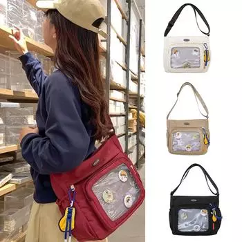 Ita Bag Crossbody Bag Большая вместимость Messenger Сумки через плечо в японском стиле для женщин и девочек-подростков чёрный