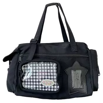Ita Travel Large Clear Plush Card Black Bag, Capacity, Adult, Bag, Storage, Transparent, [Used] чёрный