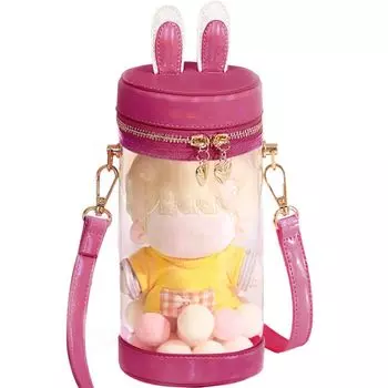 Itaba Showcase сумка через плечо Event 20 см мягкая игрушка кроличьи уши 2WAY выходная прозрачная сумка мини-сумка цилиндрическая задняя часть с крышкой 24 см [YUYAKESHI] красный