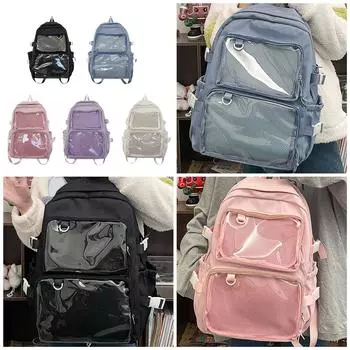 Itabag Backpack Lovely Backpack Student School Backpack Japanese Styles Backpack Large Capacity Backpack for Pin Display чёрный