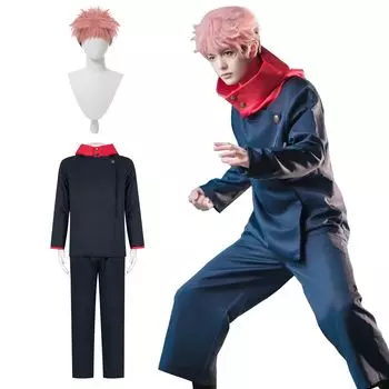 Итадори Косплей с париком Хороший человек Дзюдзюцу Кайсен Косплей Костюм Полный комплект Костюм для взрослых Культурный фестиваль Итадори Косплей Кодзё Косплей с