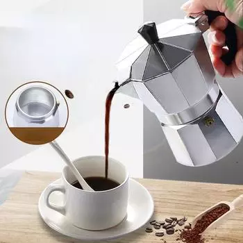 Итальянская алюминиевая кофеварка Moka, европейская кофейная утварь, восьмиугольная кофеварка Moka, бытовая кухонная утварь, доступная для открытого огня