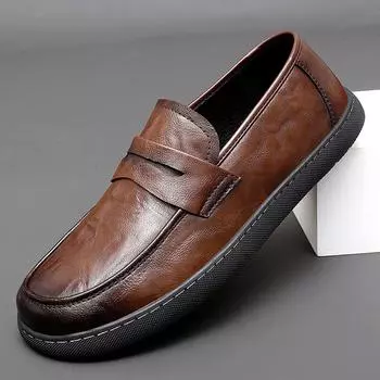 Итальянская горячая распродажа мужских туфель из натуральной кожи ручной работы, мягкие нескользящие офисные мокасины, мужская повседневная кожаная деловая обувь 38 чёрный