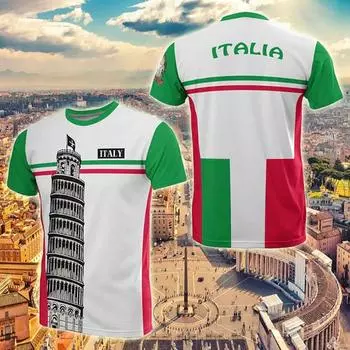 Итальянская мужская футболка с коротким рукавом и круглым вырезом, нейтральный топ с принтом итальянского флага, модная повседневная футболка большого размера для мужчин XS бежевый