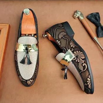 Итальянская мужская официальная обувь, роскошные брендовые модные деловые туфли, новые офисные туфли, повседневная обувь больших размеров, мокасины для вождения 38 золотой