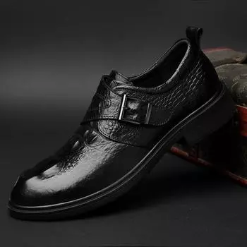 Итальянская мужская официальная обувь, роскошные брендовые деловые туфли из натуральной кожи, удобная повседневная обувь, модные свадебные туфли для мужчин 36 чёрный