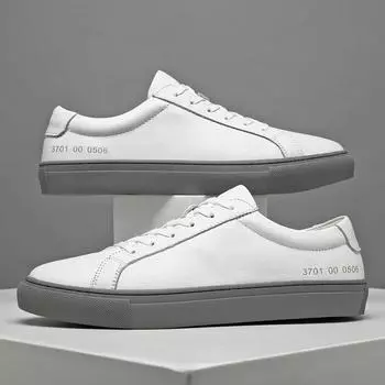 Итальянская натуральная кожа мужская обувь 2024 дизайнерская белая обувь удобная прогулочная обувь на шнуровке деловая обувь для активного отдыха Zapatos Para Hombre 37 серый