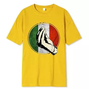 Итальянская подарочная рубашка, забавная итальянская футболка, повседневная, хлопковая, мужская, прохладная, летняя, дышащая, большого размера, с коротким рукавом, мужская футболка, мужская S чёрный
