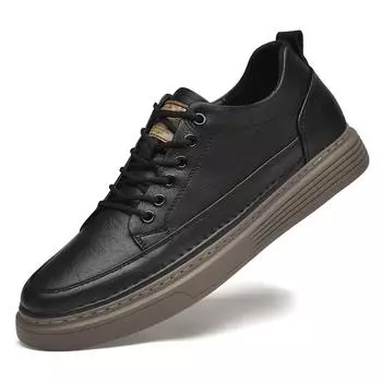 Итальянская повседневная обувь из натуральной кожи, мужские оксфорды на шнуровке, офисные мужские модельные туфли 38 чёрный