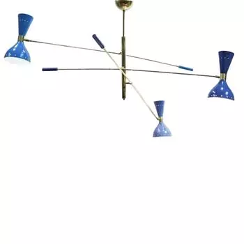 Итальянская регулируемая люстра Triennale с тремя рожками, латунь, стиль Stilnovo, средний цент