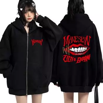 Итальянская рок-группа Maneskin Mouth толстовки с капюшоном на молнии для мужчин и женщин свободного покроя кардиган с капюшоном на молнии модные ретро уличные пальто S