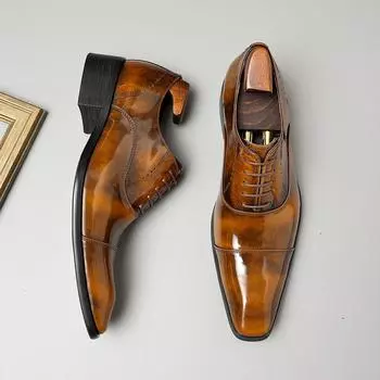 Итальянские лакированные мужские деловые туфли люксовый бренд ручной работы качество осень дизайнерская мода новые черные деловые рабочие туфли для мужчин 38 чёрный