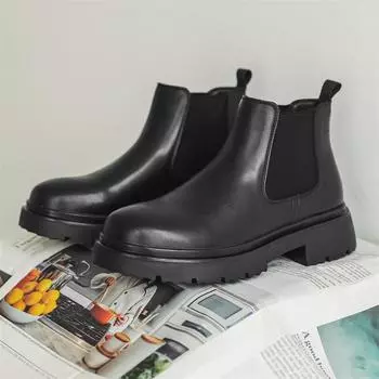 Итальянские мужские классические повседневные кожаные ботинки челси, модные зимние ботинки на платформе, короткие нескользящие ботинки, высокие ботинки 38