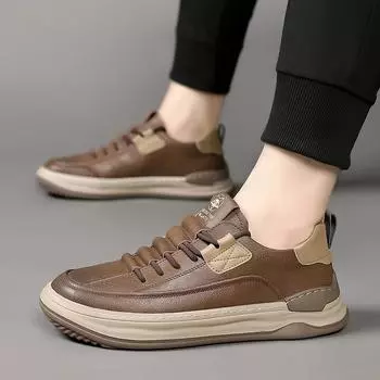 Итальянские мужские кроссовки из натуральной кожи, нескользящая повседневная обувь для отдыха на открытом воздухе, классические дизайнерские туфли на шнуровке, роскошные удобные теннисные туфли для мужчин 38 чёрный