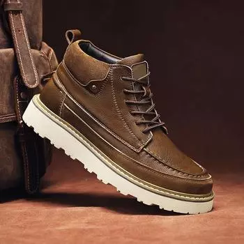 Итальянские мужские мотоциклетные ботинки из натуральной кожи, классические винтажные повседневные кожаные туфли на плоской подошве, дизайнерские ботинки для активного отдыха, прогулочные ботинки 38 чёрный