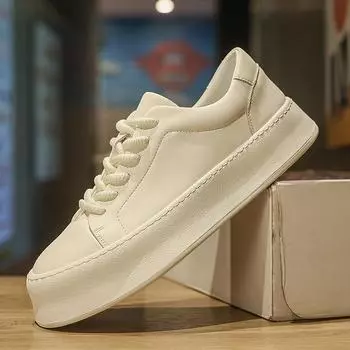 Итальянские мужские повседневные кожаные вулканизированные туфли, всесезонные, мягкие, удобные, для ходьбы, модные, студенческие, трендовые, кроссовки 38 белый