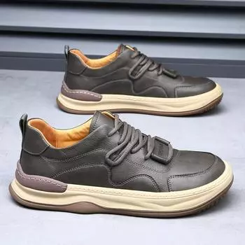 Итальянские мужские туфли из натуральной кожи, классические нескользящие повседневные туфли на шнуровке, универсальные кроссовки для ходьбы и вождения 38 чёрный