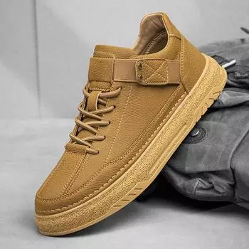 Итальянские новые мужские повседневные туфли из натуральной кожи на толстой подошве, прочные мужские рабочие туфли, высококачественные альпинистские туфли для активного отдыха 38 чёрный