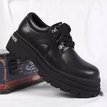 Итальянские повседневные кожаные мужские туфли дерби на плоской подошве, дизайнерские деловые туфли на шнуровке, классические уличные туфли-оксфорды ручной работы 38 чёрный