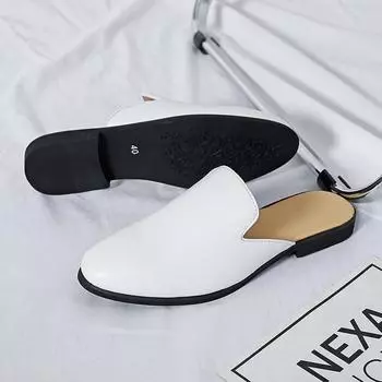 Итальянские роскошные лоферы Slip-On, мужские белые повседневные туфли на мягкой подошве, деловые туфли для отдыха, мужские сандалии из кожи для дома 38 чёрный