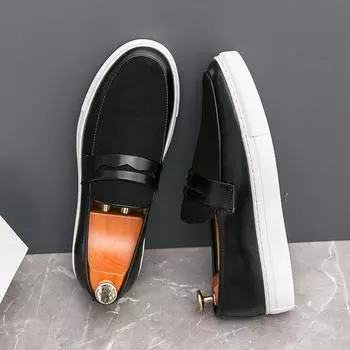 Итальянские роскошные замшевые мокасины мужские кожаные туфли без застежек для вечеринок модные туфли без застежек на мягкой подошве повседневные туфли свадебные модные мокасины 38 чёрный