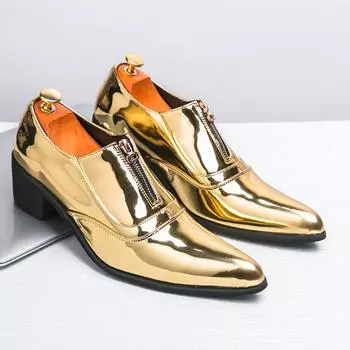 Итальянские роскошные золотые мужские туфли для вечеринок, удобные остроносые мужские туфли для общения, кожаные туфли в стиле хип-хоп, мужские оксфорды, официальная обувь 38 золотой