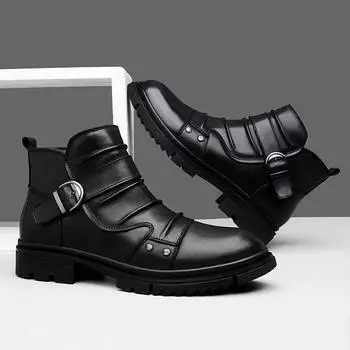 Итальянские высококачественные модные мужские ботинки из натуральной кожи, модные повседневные дизайнерские уличные ботинки «Челси» со средним голенищем и круглым носком для мужчин 36