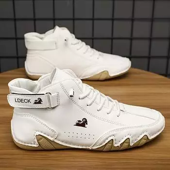 Итальянские замшевые ботинки ручной работы с застежкой, высокие плюшевые утепленные мужские повседневные туфли, хлопковая обувь, кожаные сапоги с носком, мужская зимняя обувь 37 коричневый