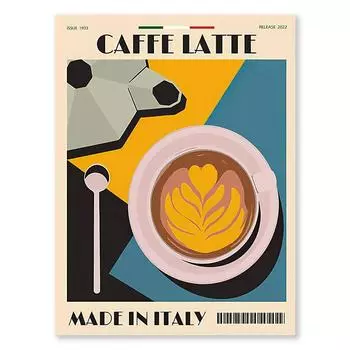 Итальянский эспрессо-кофейник, настенное искусство с кофейными зернами, серия «Послеобеденный чай», гостиная, декоративные картины на холсте, постеры и принты 21cm30cm NoFrame