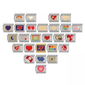 Итальянский браслет из нержавеющей стали с сердечками, 9 мм, сделай сам