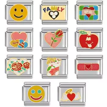 Итальянский браслет из нержавеющей стали с подвесками 9 мм, серия Diy Mix