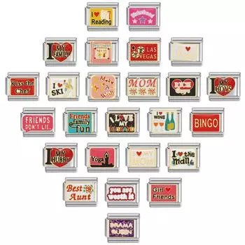 Итальянский браслет из нержавеющей стали с подвесками 9 мм, серия букв «сделай сам»