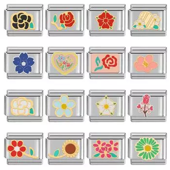 Итальянский браслет из нержавеющей стали с цветочным принтом, 9 мм, подсолнух своими руками