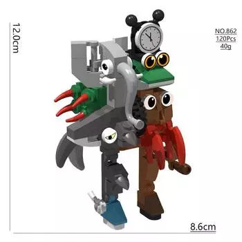 Итальянский Бред Животное MOC Строительный Блок Тунг Тунг Тунг Сахур Колесо Лягушка Слон Дерево Монстр Обезьяна Игрушка Украшение для Стола Q064