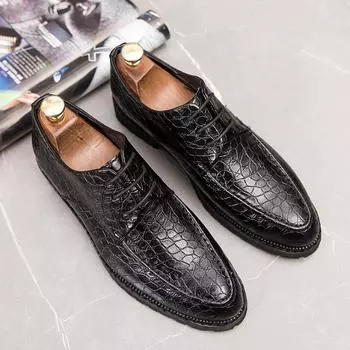 Итальянский бренд, модные мужские деловые туфли в стиле ретро, мужские рабочие туфли на шнуровке, универсальная повседневная обувь, бесплатная доставка 38 чёрный