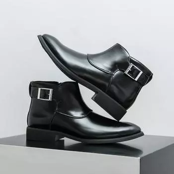 Итальянский бренд Street Trend 2024 года, новые мужские высокие туфли, осенне-зимние мужские ботинки челси с массажной подошвой, деловые ботильоны 38 чёрный