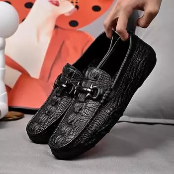 Итальянский дизайнер роскошные мужские повседневные свадебные вечерние формальные платья из натуральной коровьей кожи туфли без застежек крокодиловый стиль роскошные мужские мокасины 38