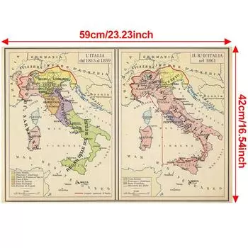 Итальянский фон карты-Винтажная карта Италии,Настенный декор Домашний декор,Кабинет,Географические инструменты,Туризм/образовательные инструменты style 1-A2-59*42cm