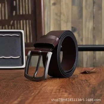 Итальянский кожаный мужской повседневный универсальный ремень для джинсов с пряжкой из кожи в стиле ретро 105cm светло-коричневого