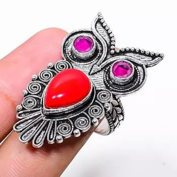 Итальянский красный коралл, рубиллит, ювелирное кольцо из стерлингового серебра 925 пробы, размер 8,5 e6u90 8.5 красный