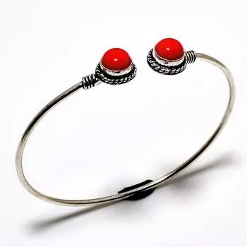 Итальянский красный коралловый драгоценный камень 925 посеребренный ювелирный браслет ручной работы