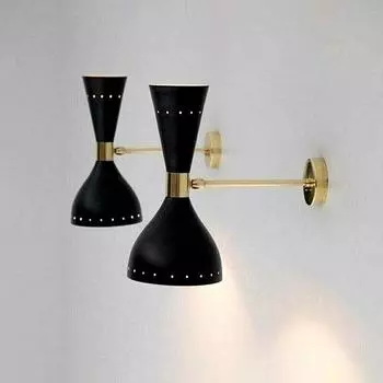 Итальянский латунный настенный светильник Diabolo середины века в бра — набор из 2 шт.