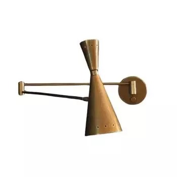 Итальянский латунный настенный светильник с поворотным кронштейном, металлический регулируемый настенный светильник