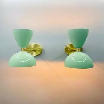 Итальянский латунный светильник Diabolo Sputnik середины 1950-х годов, настенный светильник для бра — набор из 2 шт.