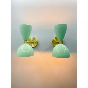 Итальянский латунный светильник Diabolo Sputnik середины 1950-х годов, настенный светильник для бра — набор из 2 шт.