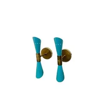 Итальянский настенный светильник Diabolo середины 1950-х годов из латуни - светильник на 2 лампочки