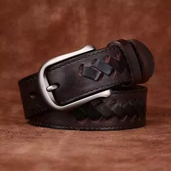 Итальянский плетеный ремень из коровьей кожи первого слоя растительного дубления, мужской плетеный ремень из натуральной кожи в стиле ретро, в стиле старой индивидуальности 100cm