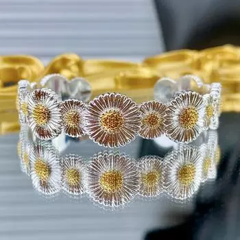 Итальянский винтажный кружевной браслет с подсолнухом и открытой рукой, ремесленный цветок, женский браслет Little Daisy Palace Adjustable size