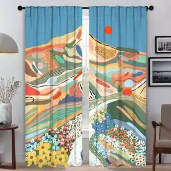 Итальянское искусство Оконные шторы для комнаты 2-х панельные шторы для спальни Перегородки Шторы для домашнего интерьера Шторы Украшения на Хэллоуин W50xH70cmx2pcs-CL